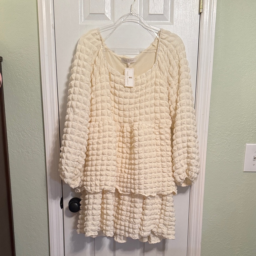 Simply Southern Cream Textured bubble dress